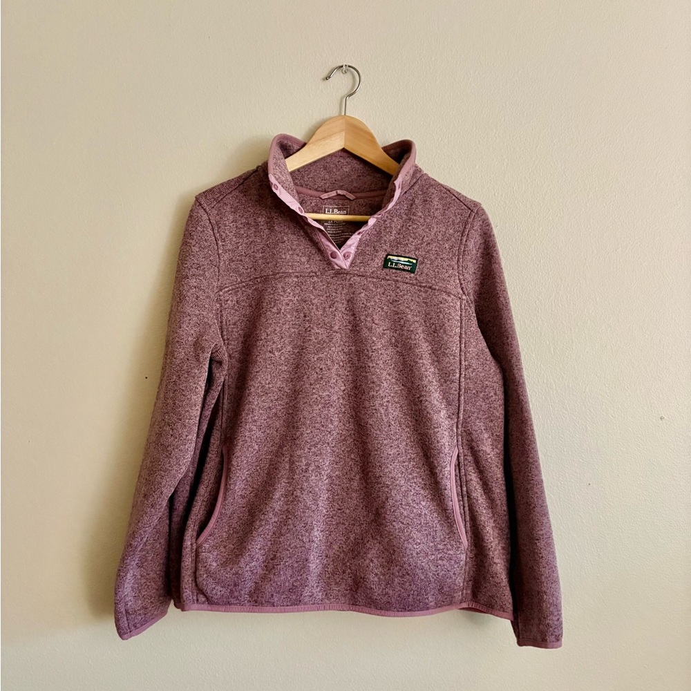 L.L. Bean Women's Heathered Mauve Sweater Fleece Pullover